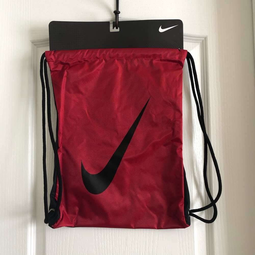 Nike Red and Black Drawstring Backpack